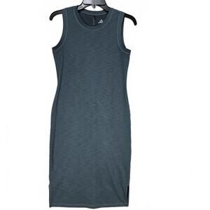 prAna Ribbed Midi Tank Dress Teal Green Sleeveless Bodycon Side Slit Size Small